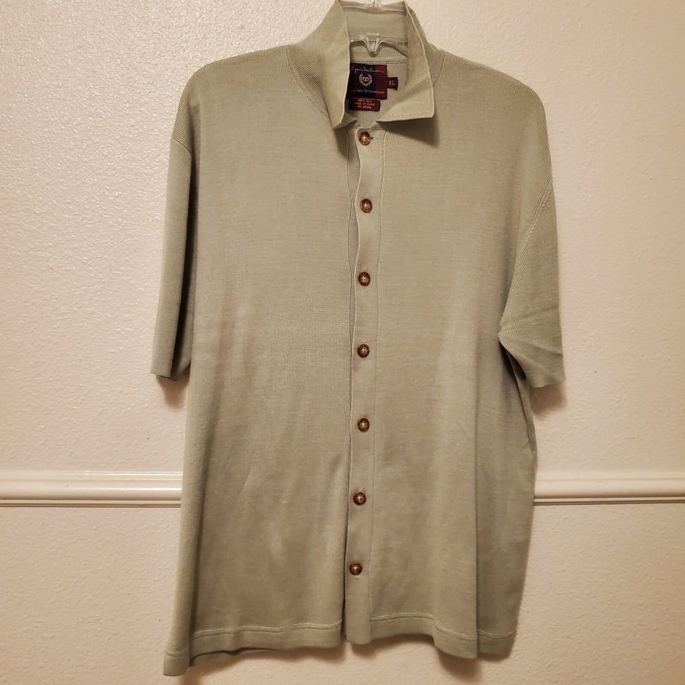 Byron Nelson Eleven Straight 100% Silk Short Sleeve button down Size XL